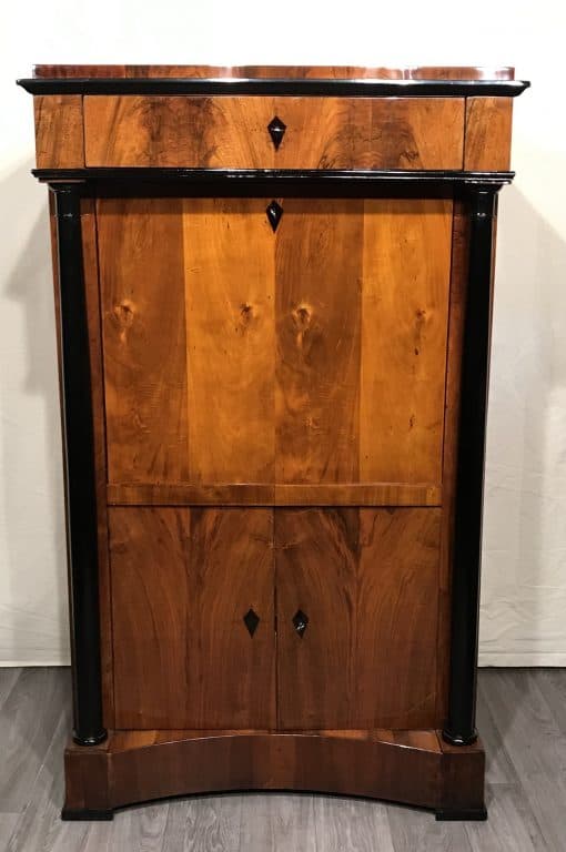 Biedermeier drop front desk- three-ifront view of the desk with closed writing flap- Styylish