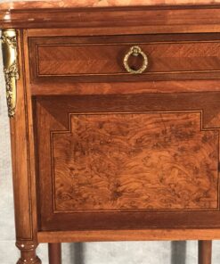Antique nightstands- detail of the doors with burl wood veneer of one piece- styylish