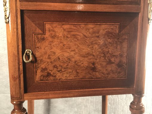 Antique nightstands- detail of the burl wood veneer- styylish