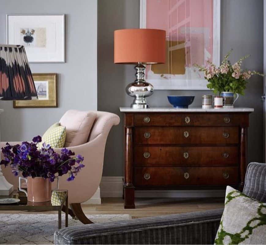 Antique dressers- view of a dresser in a living room- styylish