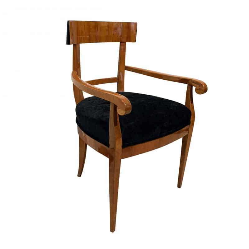 Biedermeier Cherry Armchair- with black velvet fabric- styylish