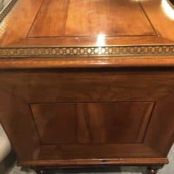 Antique Cherry Desk- side view with open work brass decor- styylish