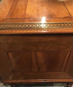 Antique Cherry Desk- side view with open work brass decor- styylish