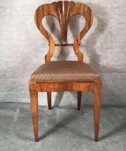 Six Biedermeier walnut chairs- one chair front view- styylish