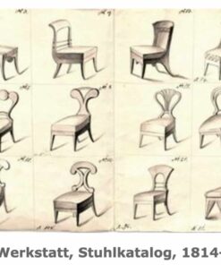 Six Biedermeier walnut chairs- Danhauser drawings of chair models- Styylish