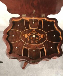 Mahogany Biedermeier Sewing Table- inside view with compartments- styylish