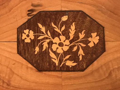 Antique Sewing Table- Biedermeier period- Detail of the flower intarsia- Styylish