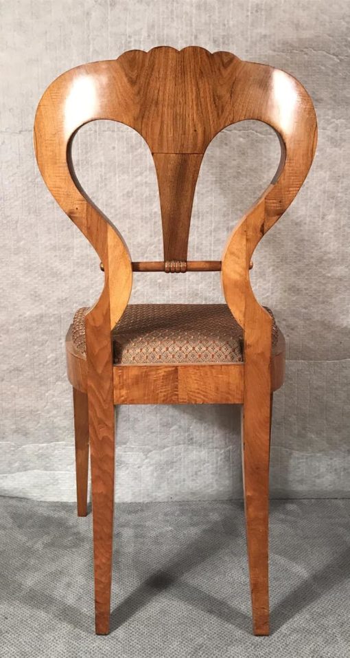 Six Biedermeier walnut chairs- one chair backview- styylish