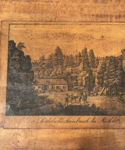 Antique Sewing Table- Biedermeier period- Detail of the print inside- Styylish
