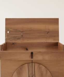 Custom made bar cabinet- detail of the top with open lid view from the front- styylish
