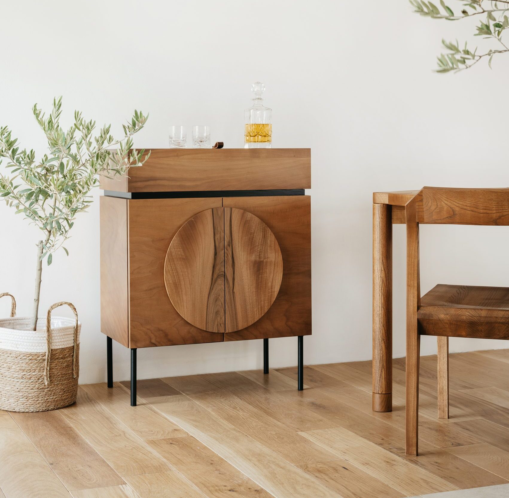 Custom made bar cabinet- view in a room- styylish