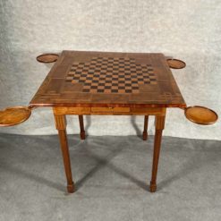 Louis XVI card table- view of the table with little trays for cards or chips- styylish