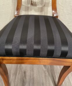 Biedermeier walnut chairs- detail of the upholstery with black fabric styylish