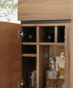 Custom made bar cabinet- view of the front with open doors- detail of the left sidestyylish