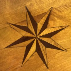 Biedermeier round side table- detail of the star intarsia on the top- Styylish