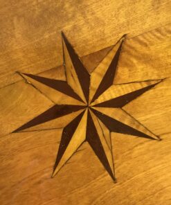 Biedermeier round side table- detail of the star intarsia on the top- Styylish