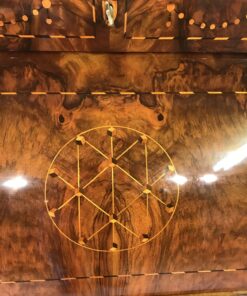 Antique Louis XVI Desk- view of the inlays on the cylinder top- Styylish