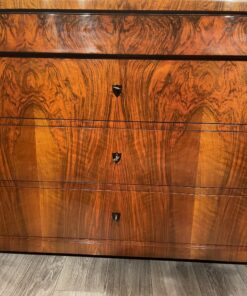 Biedermeier walnut veneer chest- detail view of the front- styylish
