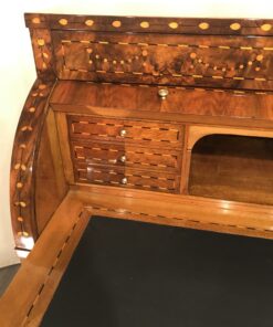 Antique Louis XVI Desk- detail view with open cylinder top- Styylish