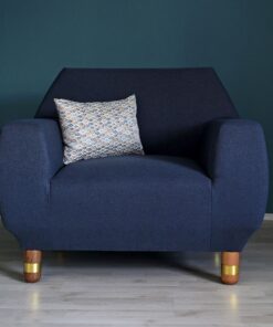Upholstered Armchair- front view with dark blue fabric- styylish