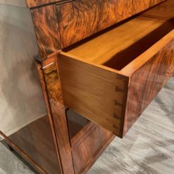 Biedermeier walnut veneer chest- view with middle drawer open- styylish