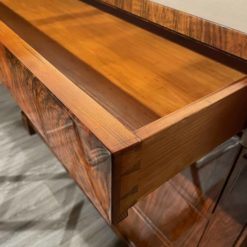 Biedermeier walnut veneer chest- view with upper drawer open- styylish