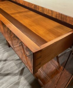 Biedermeier walnut veneer chest- view with upper drawer open- styylish