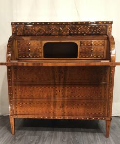 Antique Louis XVI Desk- view with open cylinder top- Styylish