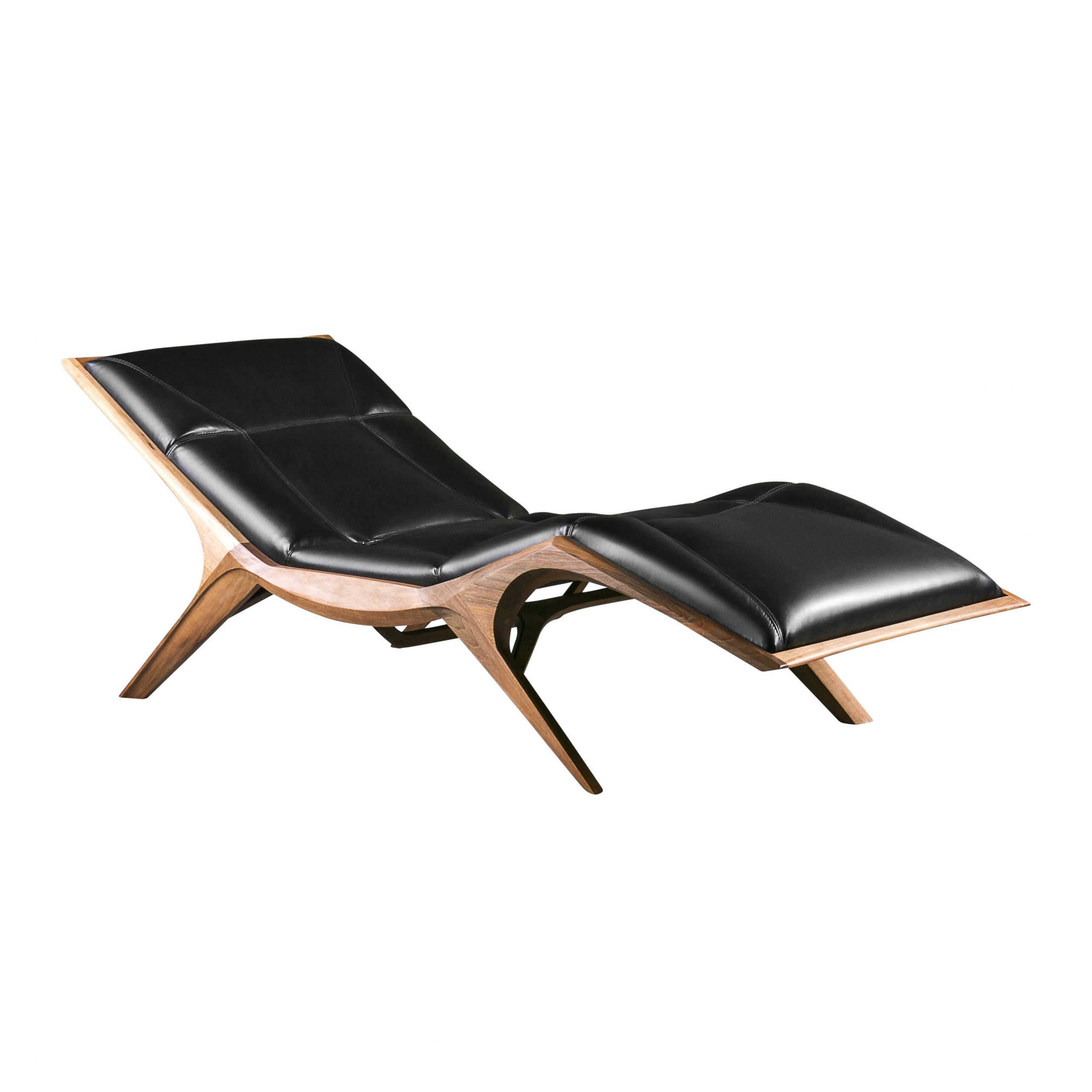 Modern Lounger- walnut with black leather- styylish