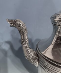 Silver coffee and tea set- detail of the spout- styylish