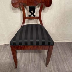 Biedermeier cherry Chair- with black fabric- front view- Styylish