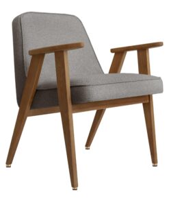 Iconic Midcentury Armchair- 366 three quarter view with tweed- Styylish