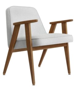 Iconic Midcentury Armchair- 366 three quarter view with white tweed- Styylish