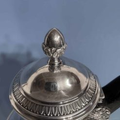 Silver coffee and tea set- detail of knob on the lid- styylish