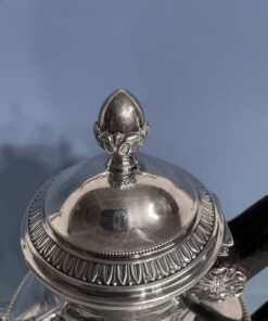 Silver coffee and tea set- detail of knob on the lid- styylish