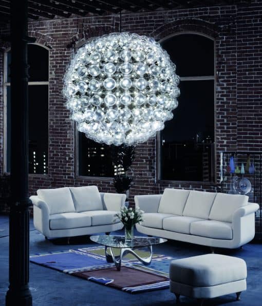 Large Globe Chandelier- Model Megastar view in the loft- Styylish