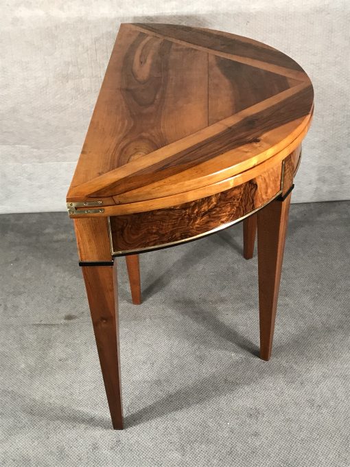 Biedermeier Demilune table- walnut- side view- Styylish