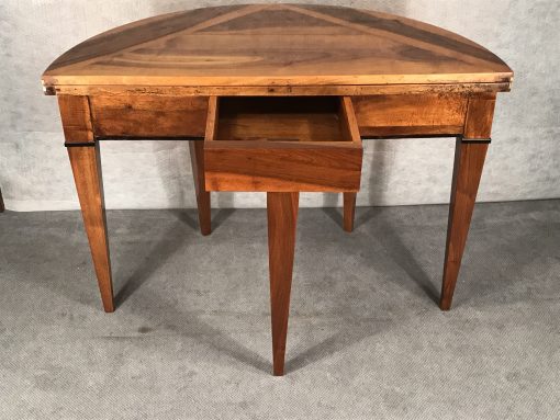 Biedermeier Demilune table- walnut- view from the back- Styylish