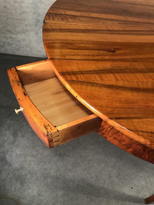 Demi-lune walnut table- view of drawer- Styylish