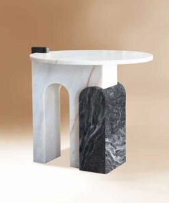 Marble accent table- Estremoz&Ruivina marble on the brown background- Styylish