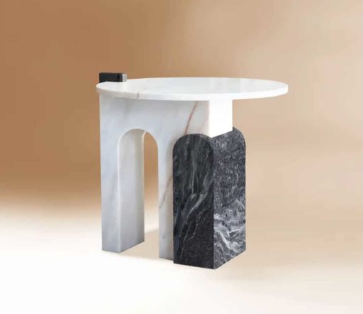 Marble accent table- Estremoz&Ruivina marble on the brown background- Styylish