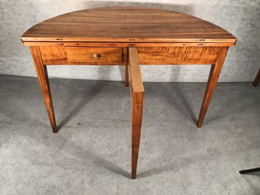 Demi-lune walnut table- back view with extra leg- Styylish