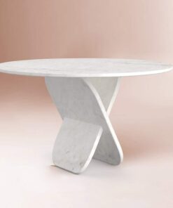 Marble center table- white marble on pink background- Styylish