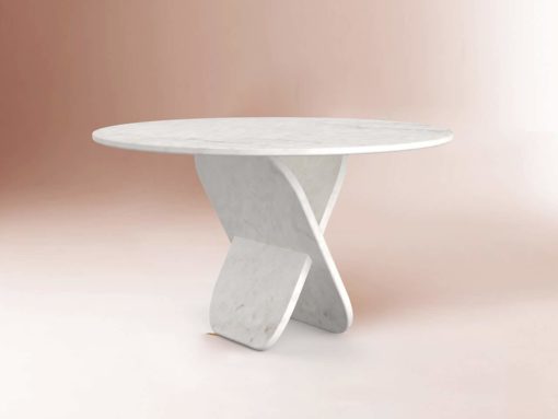 Marble center table- white marble on pink background- Styylish