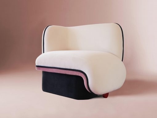 Elefante armchair-dolly wool&pink velvet on the pink background- Styylish