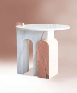 Marble side table- white&pink on the pink background- Styylish