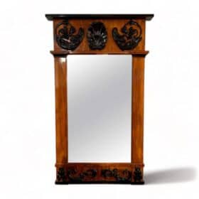 Empire Wall Mirror, Bright Mahogany, Carved Decor, South Germany, circa 1810