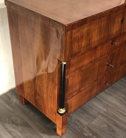 Biedermeier Walnut Chest of Drawers- view of one corner of the dresser- Styylish