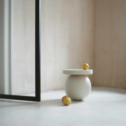 Modern Wooden Side Table, white with lemons- Styylish