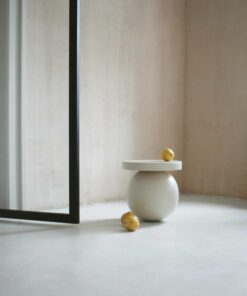Modern Wooden Side Table, white with lemons- Styylish